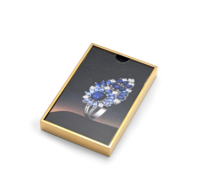 OIRLV wholesale Blue Microfiber metal jewelry ring display :TT296
