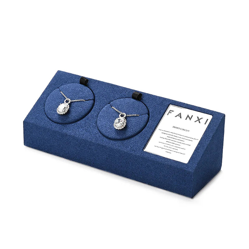 Blue Microfiber Ring Earring Necklace Jewelry Display Set TT310