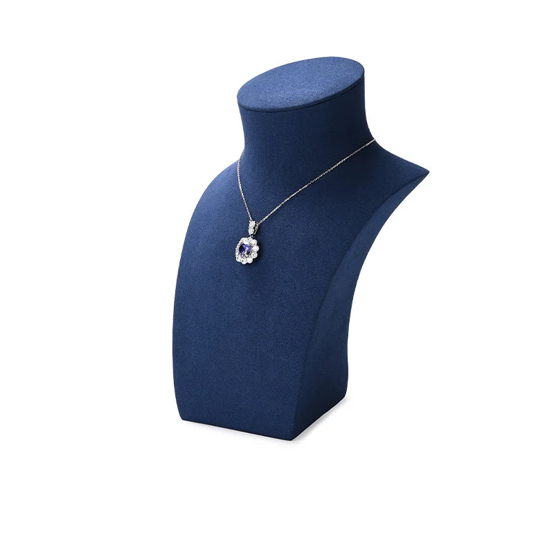 Blue Microfiber Ring Earring Necklace Jewelry Display Set TT310