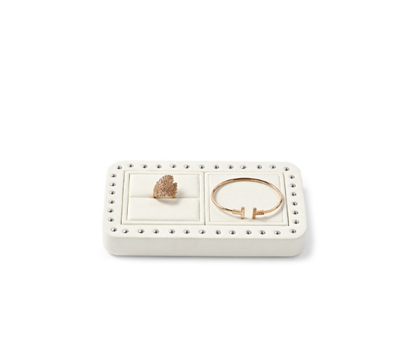 custom cream colour microfiber material jewelry display stand set :TT336