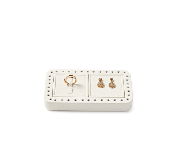 custom cream colour microfiber material jewelry display stand set :TT336