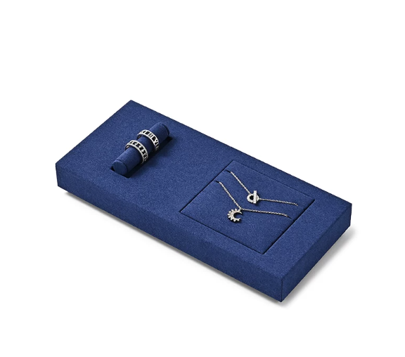 OIRLV hot sale Blue Microfiber luxury Jewelry display tray : TT356