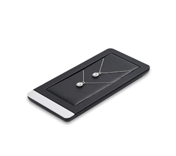 OIRLV custom black colour leather window jewelry display with metal frame : TT258