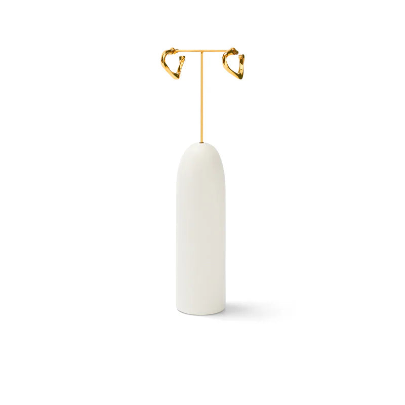 White PU Leather Ring Earring Necklace Jewelry Display Set ：TT360