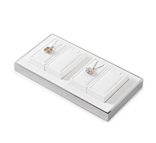 OIRLV factory White PU leather jewellery necklace display :TT372
