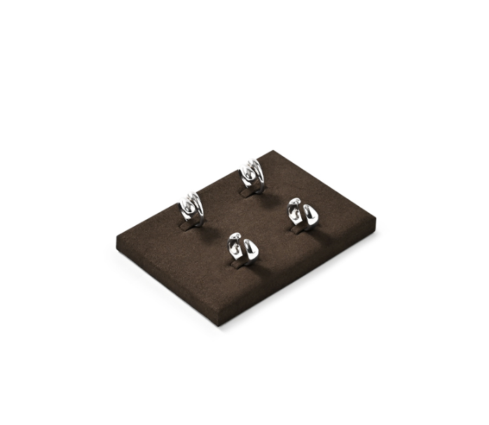 OIRLV luxury Brown Microfiber jewellery ring display:TT421
