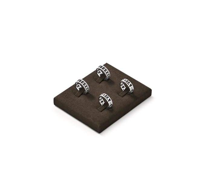 OIRLV luxury Brown Microfiber jewellery ring display:TT421