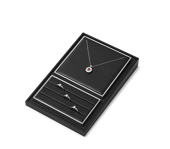 OIRLV Luxury Black PU leather Jewelry display set :TT436