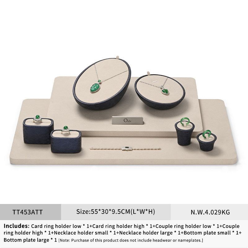 OIRLV custom off white leather Microfiber Jewelry display set :TT453