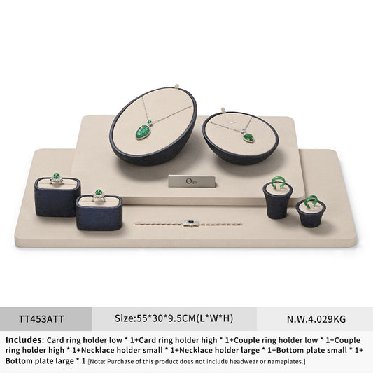 OIRLV custom off white leather Microfiber Jewelry display set :TT453