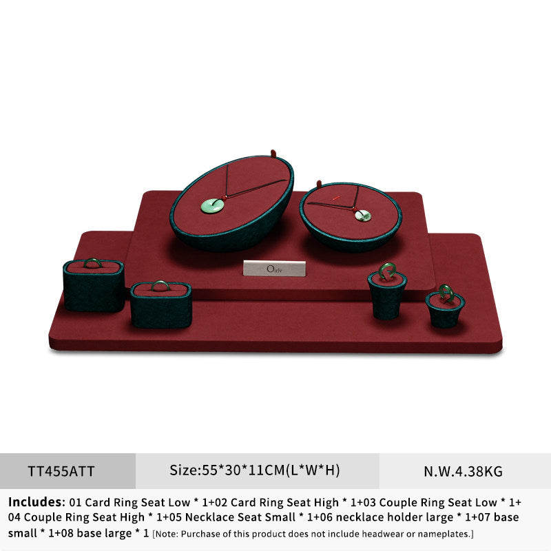 OIRLV factory Red Microfiber and leather Jewelry display set :TT455