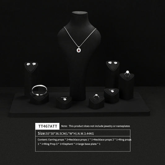 OIRLV Fashion Black Microfiber Jewelry display set :TT467