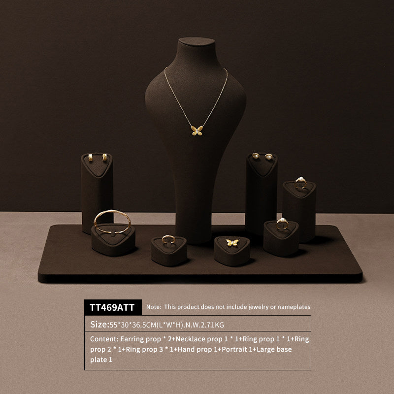 OIRLV Wholesale Coffee Microfiber Jewelry display set :TT469