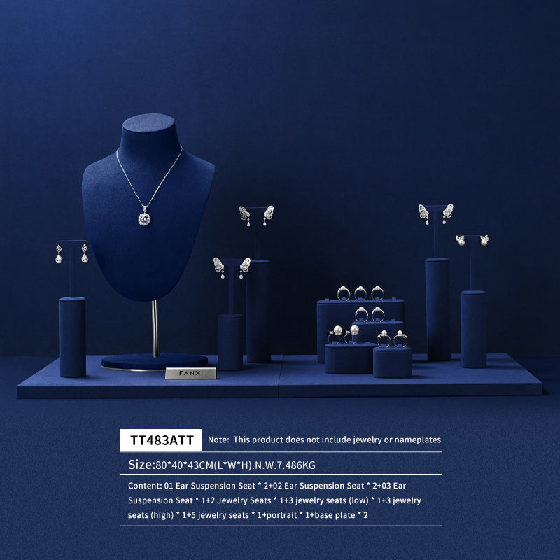 OIRLV High end Blue microfiber Jewelry Display :TT483