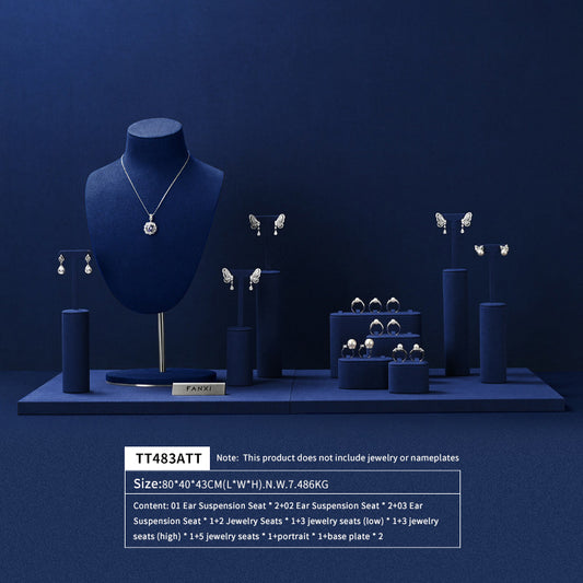OIRLV High end Blue microfiber Jewelry Display :TT483