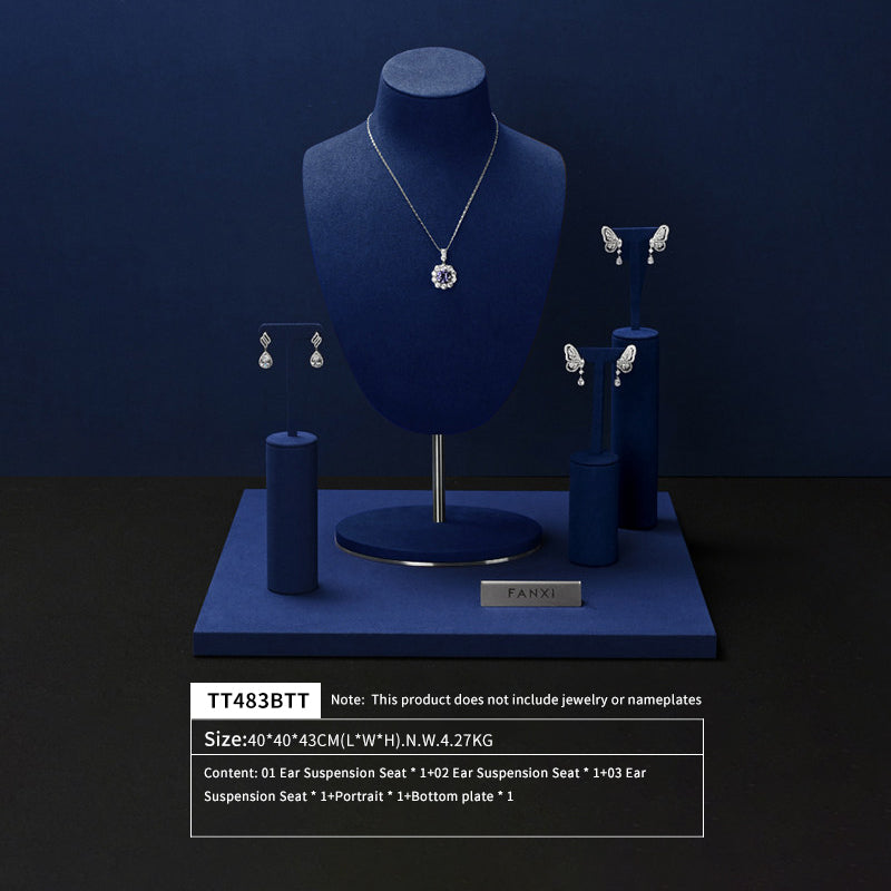 OIRLV High end Blue microfiber Jewelry Display :TT483