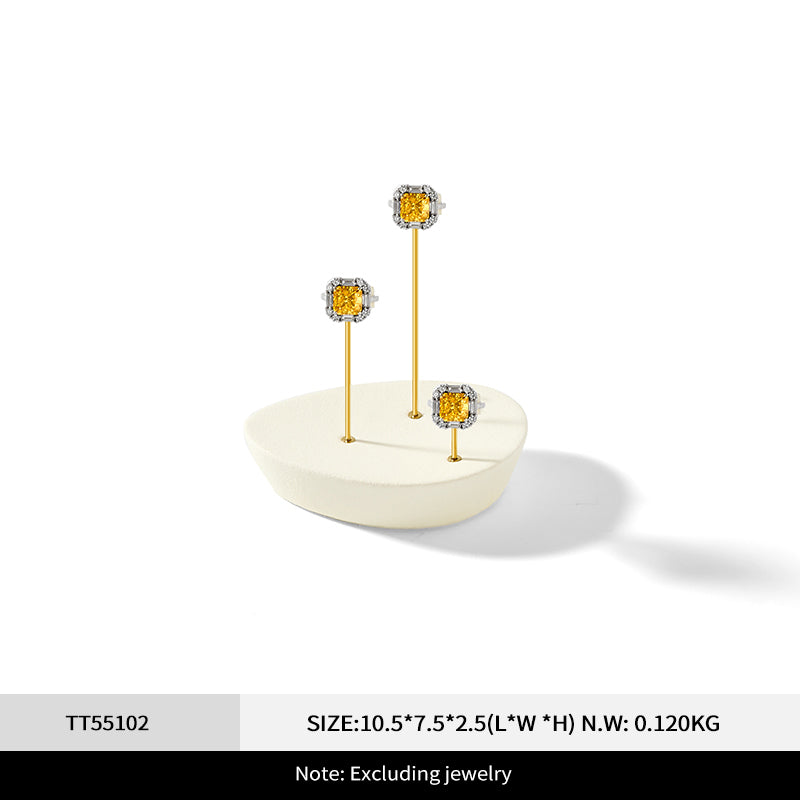 Fashion Beige Microfiber Metal Jewellery Ring Display:TT551-TT553