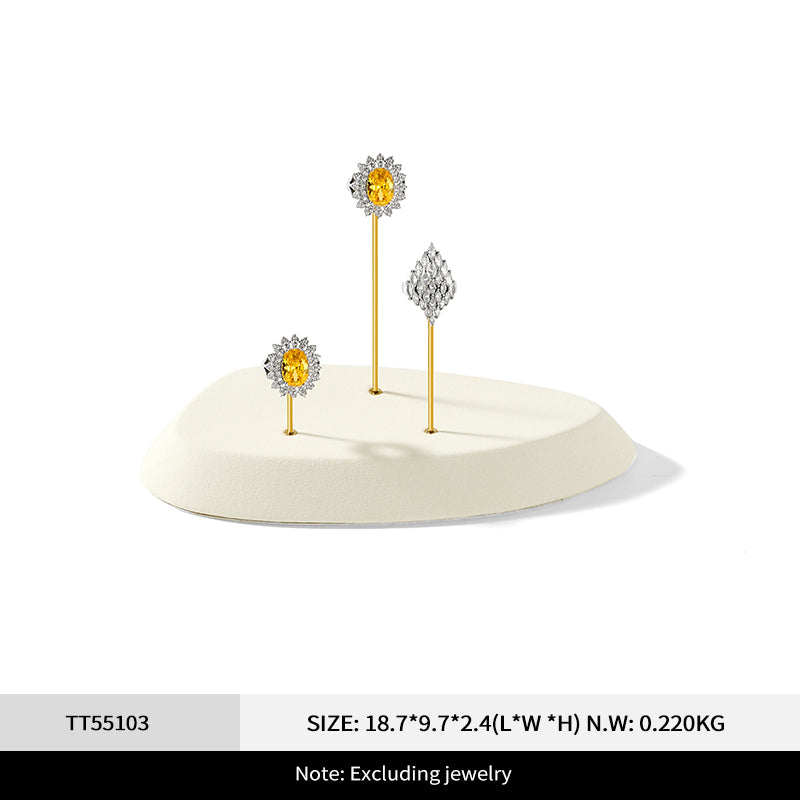 Fashion Beige Microfiber Metal Jewellery Ring Display:TT551-TT553