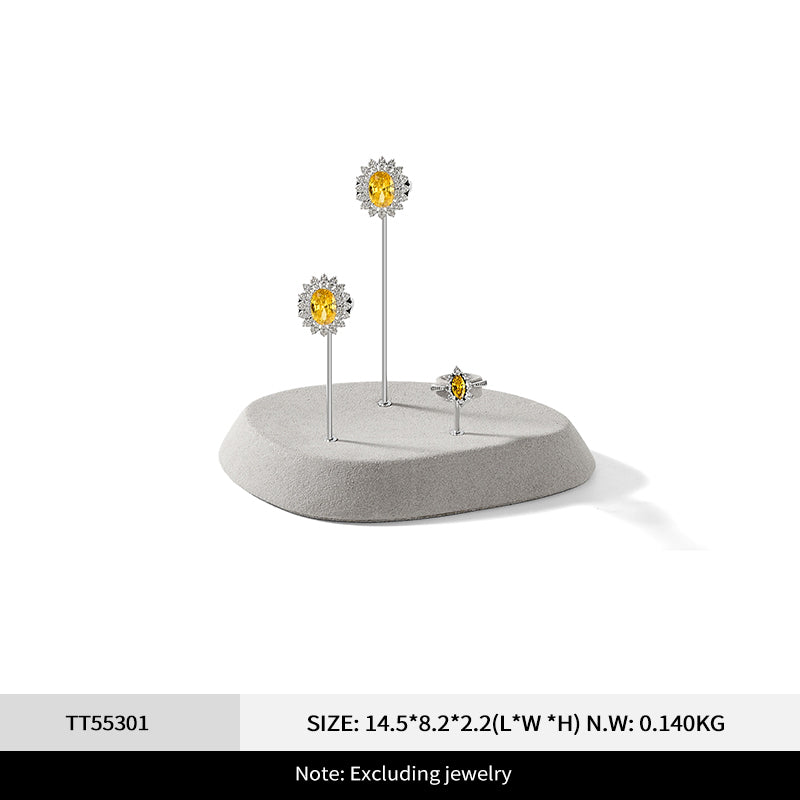 Fashion Beige Microfiber Metal Jewellery Ring Display:TT551-TT553