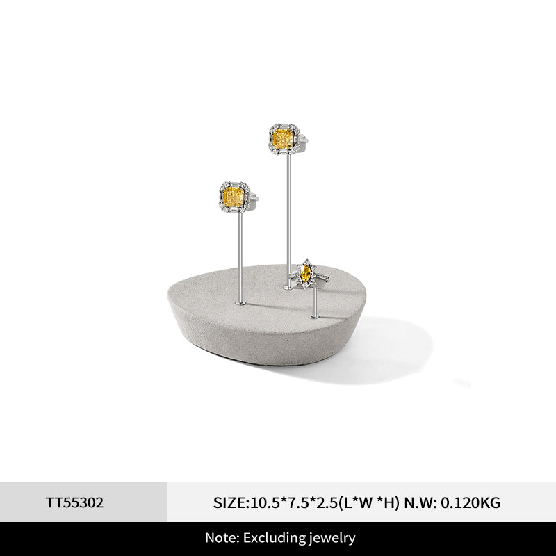 Fashion Beige Microfiber Metal Jewellery Ring Display:TT551-TT553