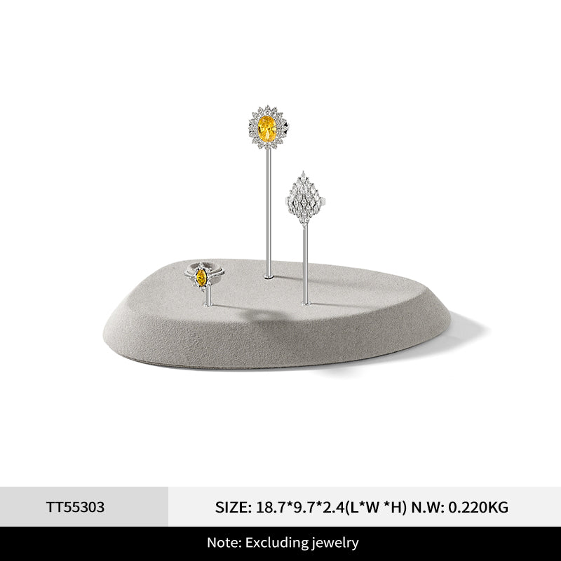Fashion Beige Microfiber Metal Jewellery Ring Display:TT551-TT553