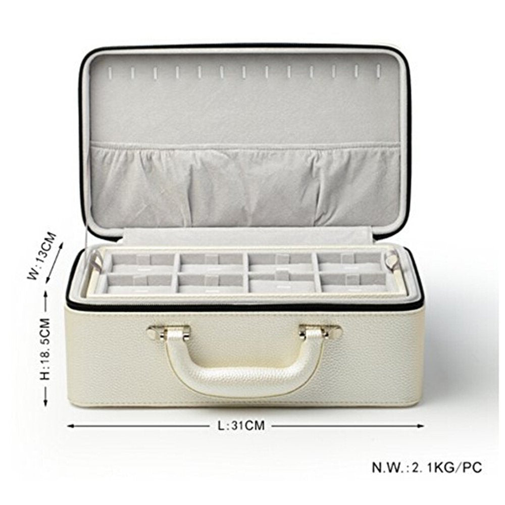 Oirlv Leather Jewelry Box Handmade Travel Jewelry Organizer Storage Case X010