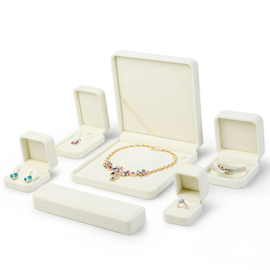 White Velvet Anniversry Earring Box H04502