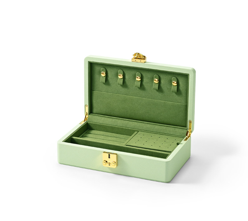 Custom Green PU Leather Suede Jewelry Case