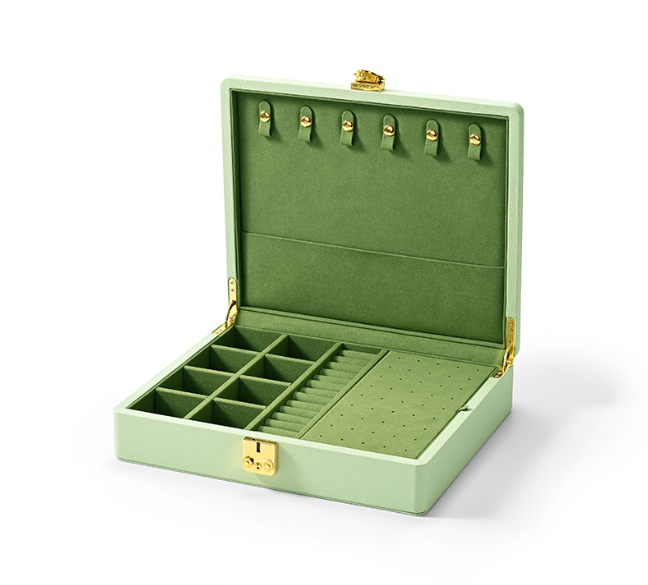 Custom Green PU Leather Suede Jewelry Case