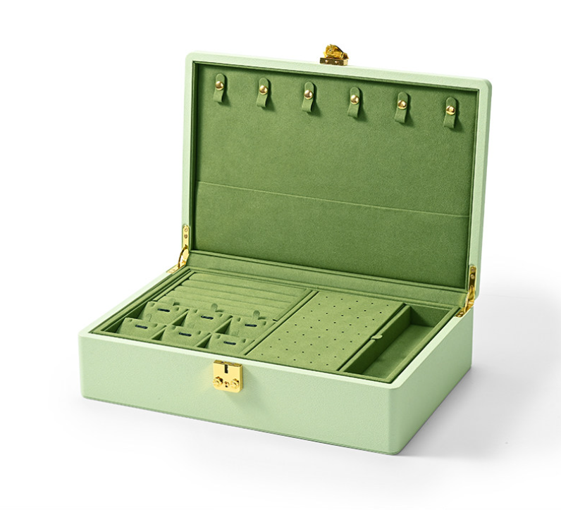 Custom Green PU Leather Suede Jewelry Case