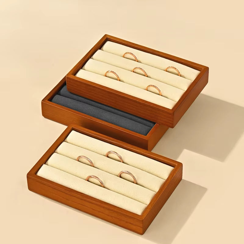 Oirlv Ring Display Tray Wooden Square Ring Display Stand :SM239