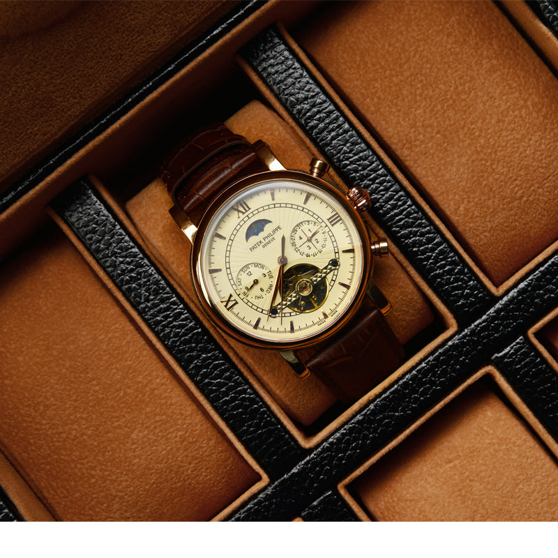 PU Leather Black Watch Storage Box B00801