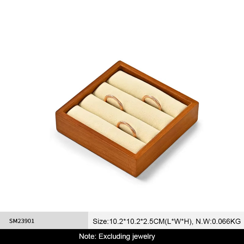 Oirlv Ring Display Tray Wooden Square Ring Display Stand :SM239