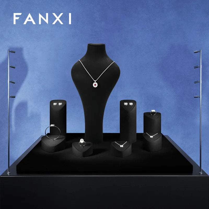 OIRLV Fashion Black Microfiber Jewelry display set :TT467