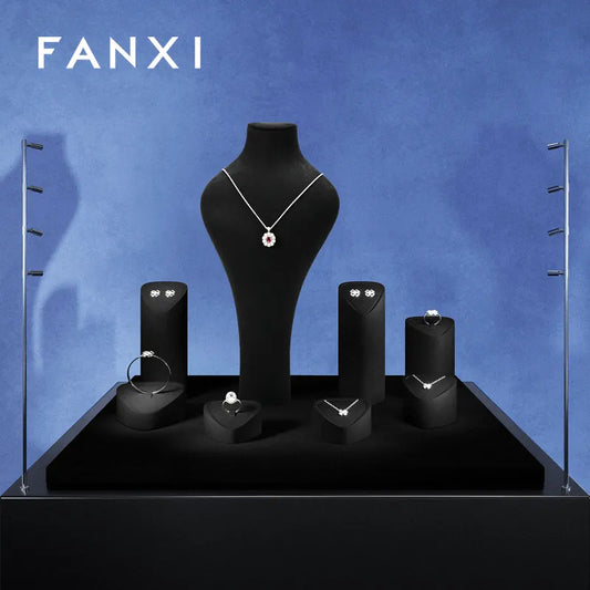 OIRLV Fashion Black Microfiber Jewelry display set :TT467