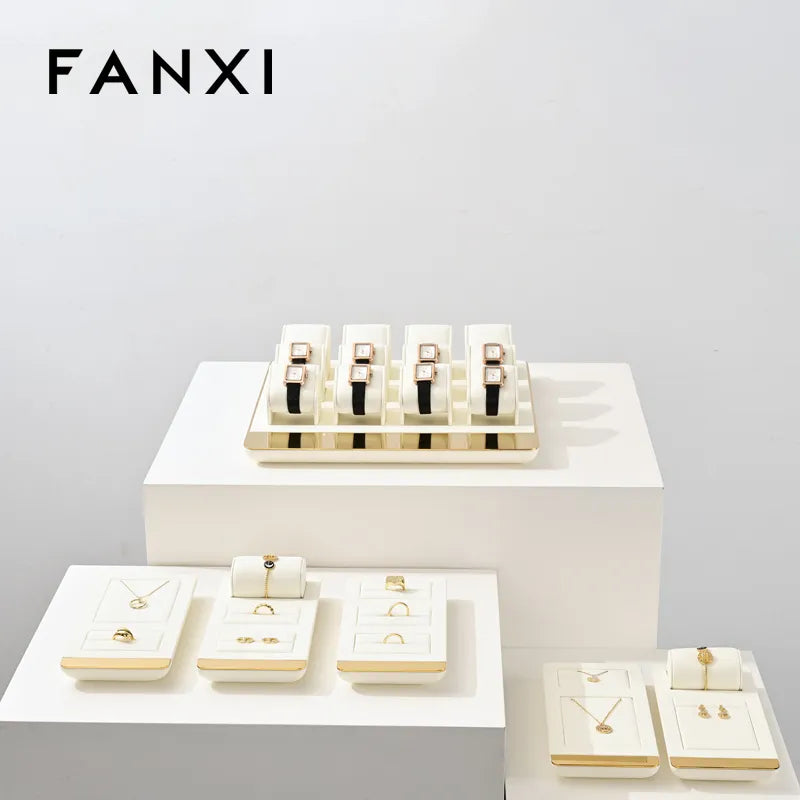 OIRLV high end beige microfiber jewelry display stand with metal :TT260