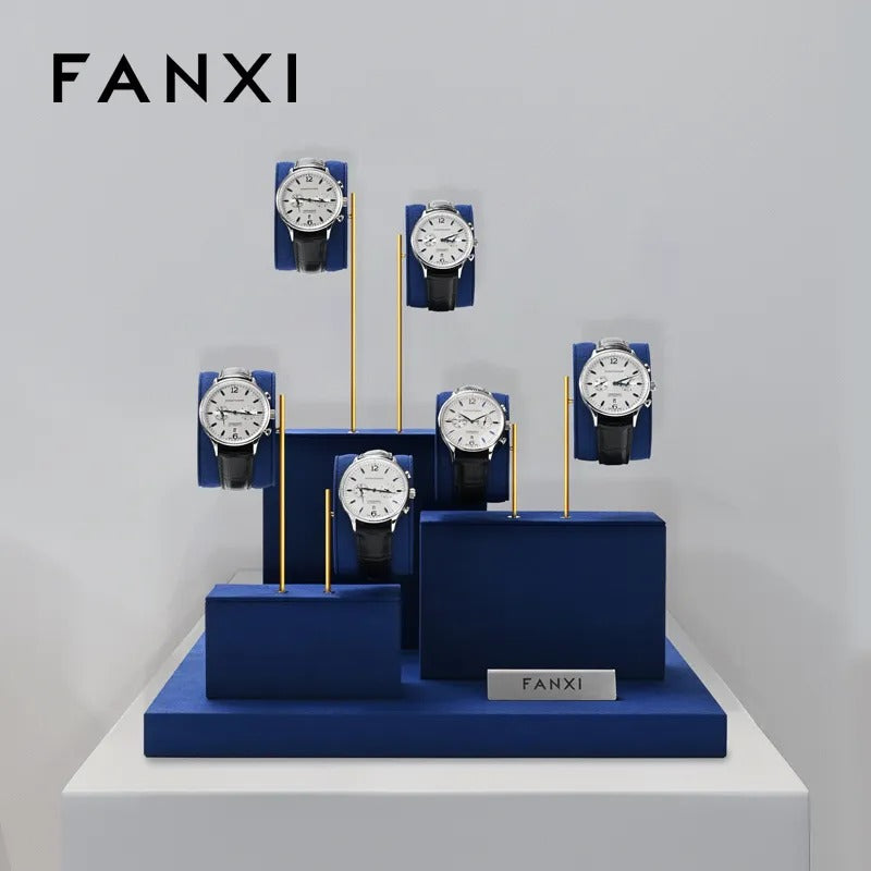 OIRLV New arrival Blue metal Microfiber Watch display set :TT525