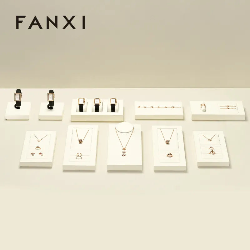 OIRLV High quality Beige Microfiber necklace display : TT355