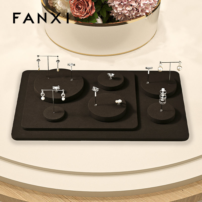 OIRLV factory Coffee Microfiber Jewelry display set series :TT392