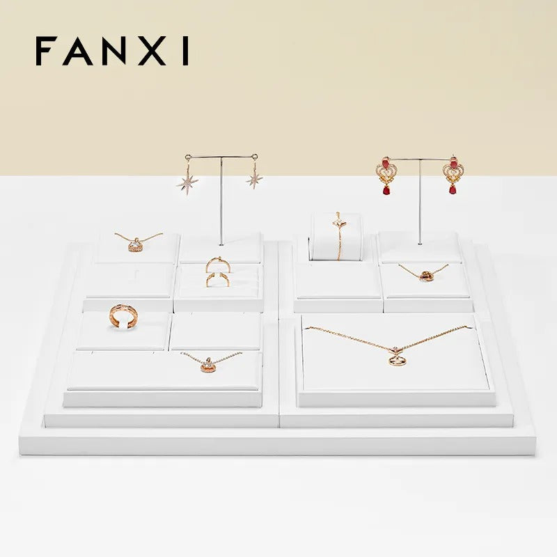 OIRLV high end white colour leather jewellery display set :TT276