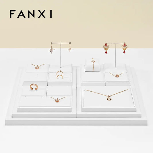 OIRLV high end white colour leather jewellery display set :TT276