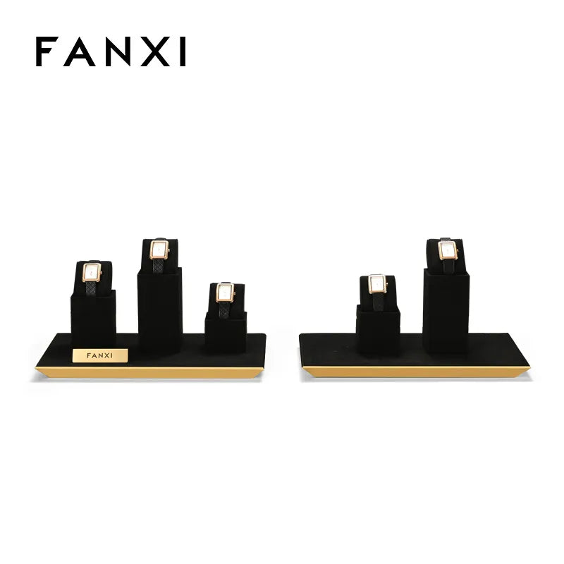 OIRLV luxury fashion black microfiber watch display stand with metal structure : TT278