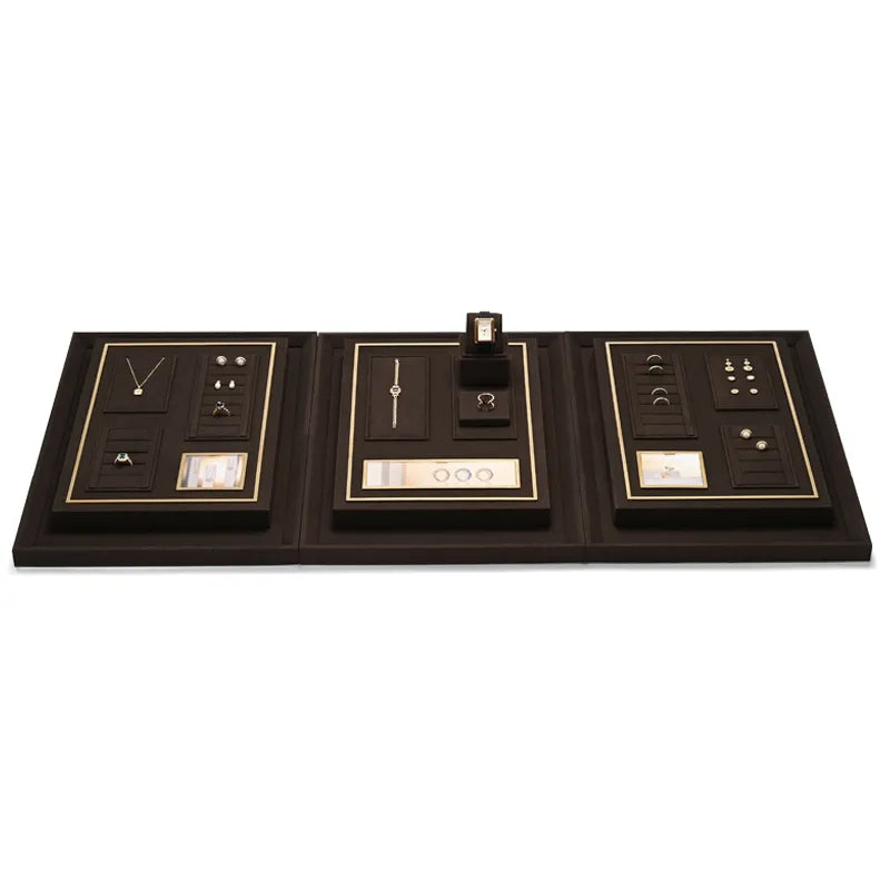 OIRLV high end fashion brown microfiber jewelry holder with metal frame:TT287