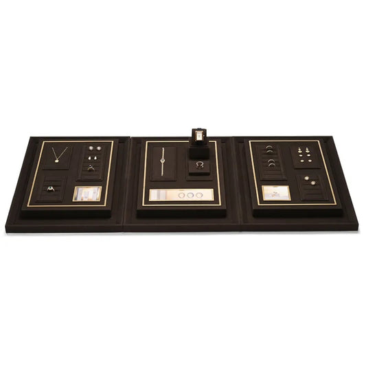OIRLV high end fashion brown microfiber jewelry holder with metal frame:TT287