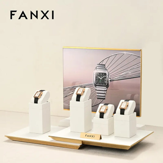 OIRLV hot sale metal structure watch display stand with off-white microfiber : TT279