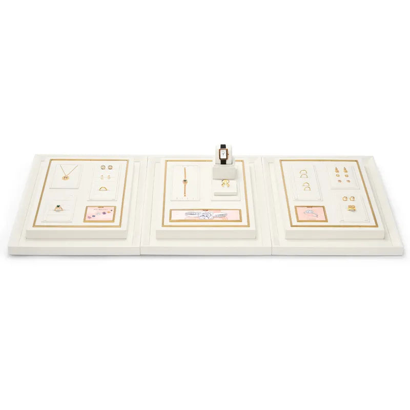 High end fashion white microfiber jewelry holder with metal frame:TT288