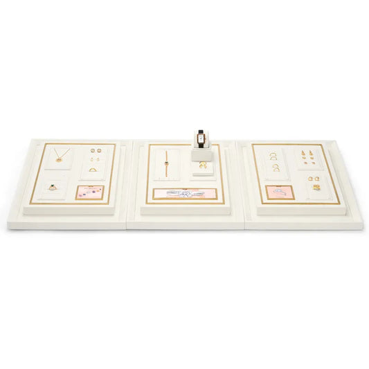 High end fashion white microfiber jewelry holder with metal frame:TT288
