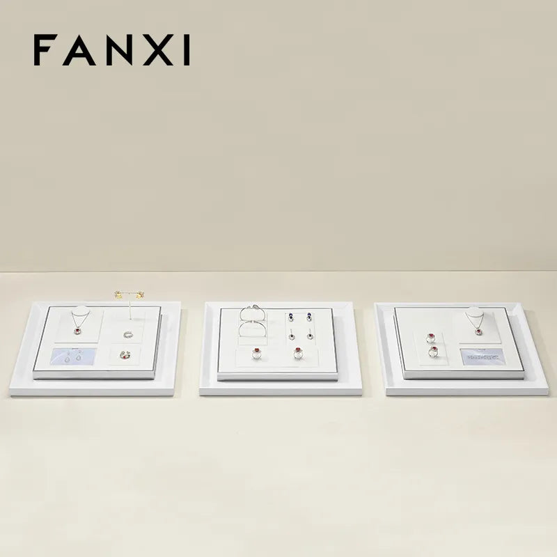 OIRLV high quality White Metal Microfiber Paint jewelry display :JS120
