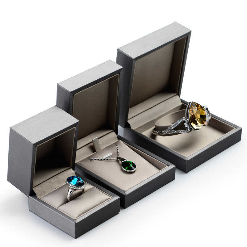 Silver Brushed PU Leather Jewelry Gift Box