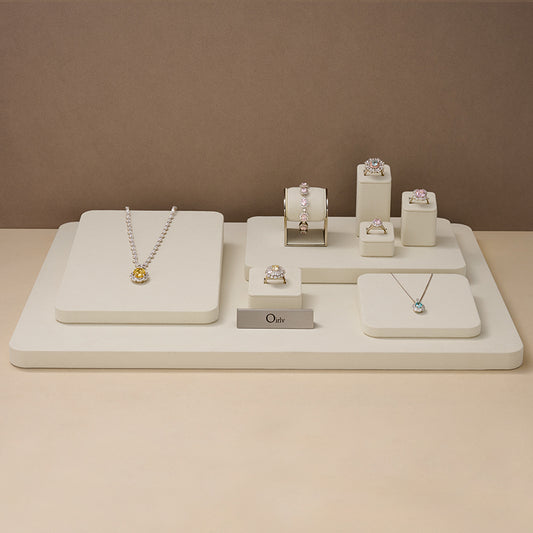 Luxury Beige Microfiber Jewelry display Set TT177